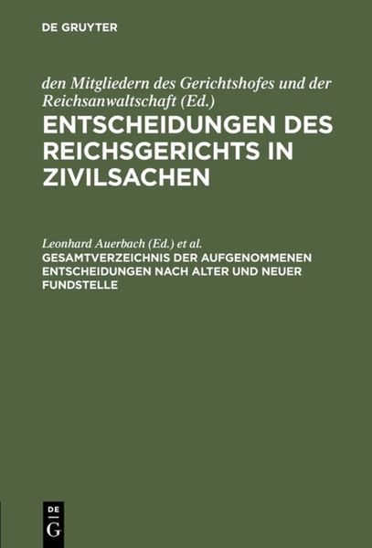 Produktbild: Gesamtverzeichnis der aufgenommenen Entscheidungen nach alter und neuer Fundstelle