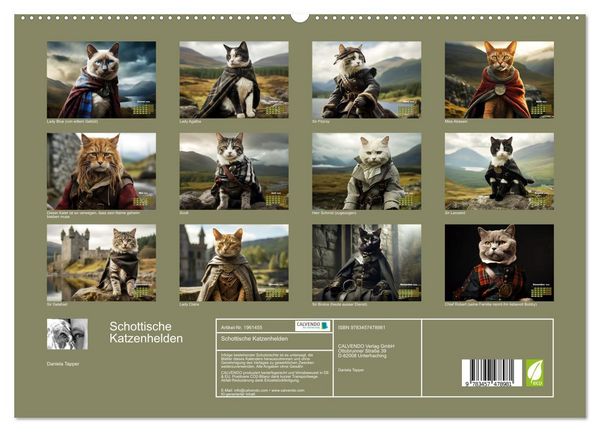 Produktbild: Schottische Katzenhelden (hochwertiger Premium Wandkalender 2026 DIN A2 quer), Kunstdruck in Hochglanz