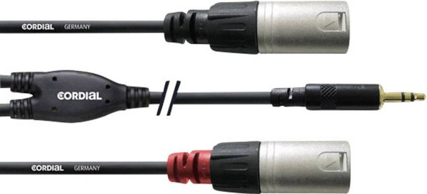 Cordial Audio Adapterkabel [1x Klinkenstecker 3.5mm - 2x XLR-Stecker] 1.80m Schwarz