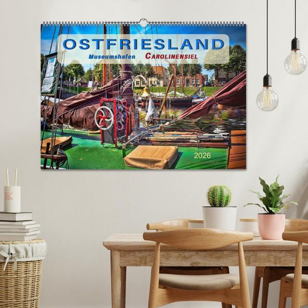 Produktbild: Ostfriesland - Museumshafen Carolinensiel (Wandkalender 2026 DIN A2 quer), CALVENDO Monatskalender