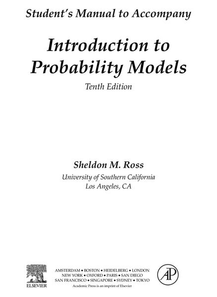 Produktbild: Introduction to Probability Models, Student Solutions Manual (e-only)