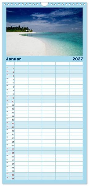 Produktbild: Familienplaner 2027 - Malediven &ndash; Das Paradies im Indischen Ozean III mit 5 Spalten (Wandkalender, 21 x 45 cm) CALVENDO
