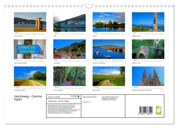 Produktbild: Jakobsweg - Camino Ingles (Wandkalender 2026 DIN A3 quer), CALVENDO Monatskalender