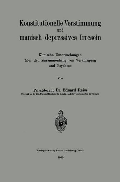 Produktbild: Konstitutionelle Verstimmung und manisch-depressives Irresein