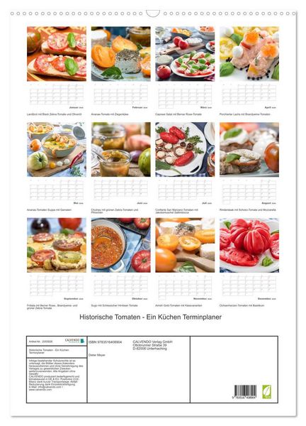 Produktbild: Historische Tomaten - Ein K&uuml;chen Terminplaner (Wandkalender 2026 DIN A2 hoch), CALVENDO Monatskalender
