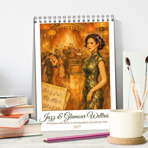 Produktbild: Jazz & Glamour Weltreise (Tischkalender 2027 DIN A5 hoch), CALVENDO Monatskalender