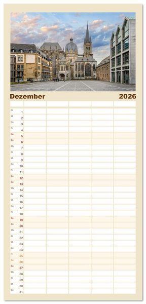 Produktbild: Familienplaner 2026 - Aachen Impressionen mit 5 Spalten (Wandkalender, 21 x 45 cm) CALVENDO