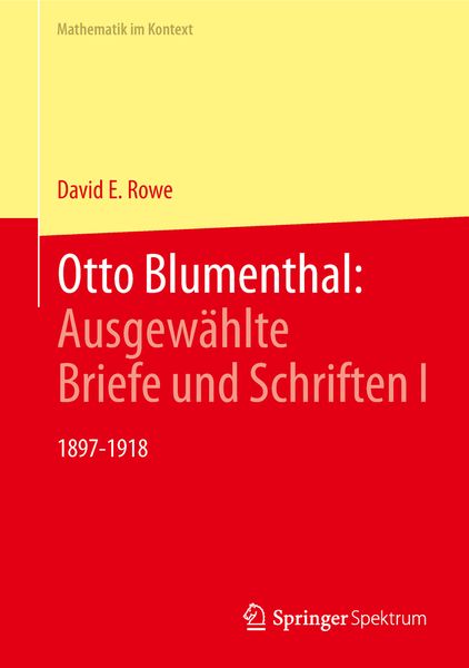 Produktbild: Otto Blumenthal: Ausgew&auml;hlte Briefe und Schriften I