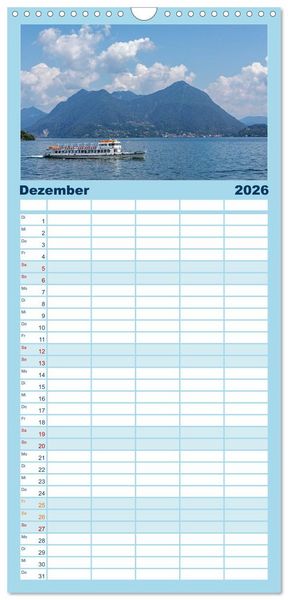 Produktbild: Familienplaner 2026 - Lago Maggiore - Mediterranes Flair umgeben von Bergen mit 5 Spalten (Wandkalender, 21 x 45 cm) CALVENDO