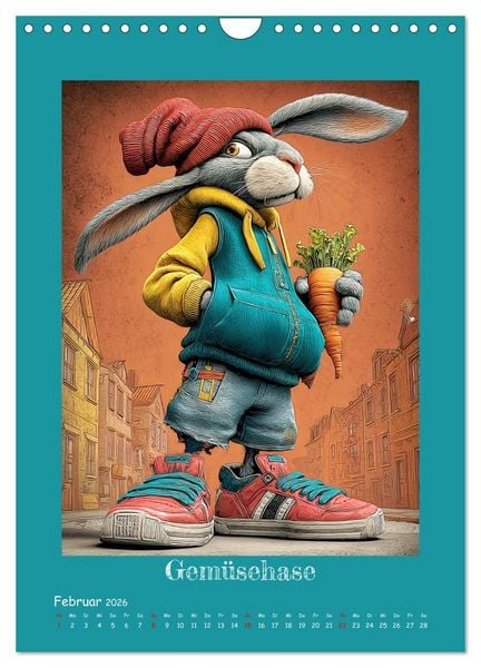 Produktbild: Urban Rabbits. Coole Stadthasen mit Charakter (Wandkalender 2026 DIN A4 hoch), CALVENDO Monatskalender
