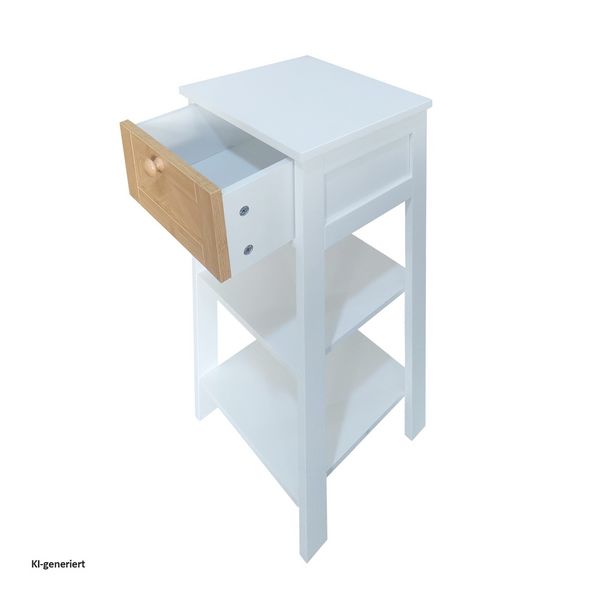 Produktbild: HTI-Living Beistelltisch mit Schublade Jerik Wei&szlig; Holzoptik