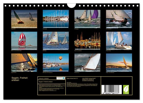 Produktbild: Segeln, Freiheit erleben (Wandkalender 2026 DIN A4 quer), CALVENDO Monatskalender