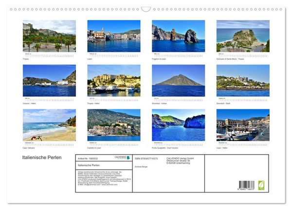 Produktbild: Italienische Perlen (Wandkalender 2026 DIN A2 quer), CALVENDO Monatskalender
