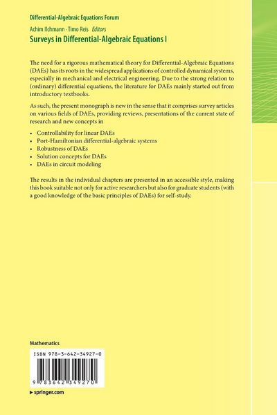 Produktbild: Surveys in Differential-Algebraic Equations I