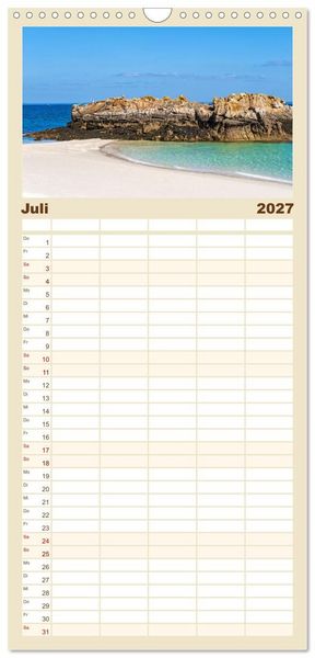 Produktbild: Familienplaner 2027 - Bretagne - Traumk&uuml;sten im s&uuml;dlichen Finist&egrave;re mit 5 Spalten (Wandkalender, 21 x 45 cm) CALVENDO