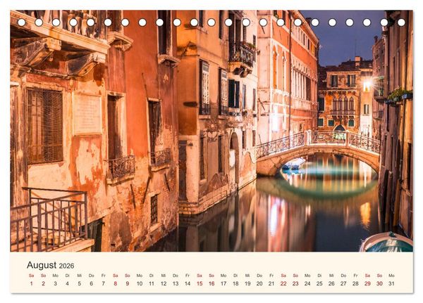 Produktbild: Venedig bei Tag und Nacht (Tischkalender 2026 DIN A5 quer), CALVENDO Monatskalender