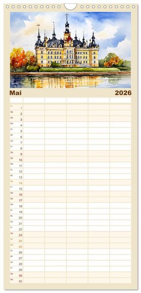 Produktbild: Familienplaner 2026 - M&auml;rchenschl&ouml;sser und Burgen mit 5 Spalten (Wandkalender, 21 x 45 cm) CALVENDO