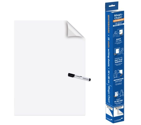 Produktbild: Creativ Company Whiteboard Folie, L 80 cm, B 60 cm, Wei&szlig;, 25 Blatt/1 Rolle