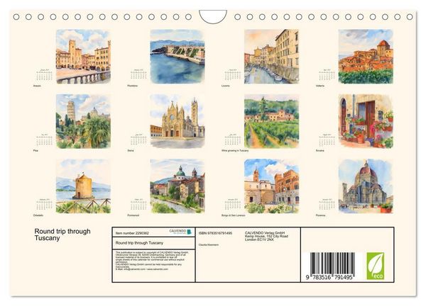 Produktbild: Round trip through Tuscany (Wall Calendar 2027 DIN A4 landscape), CALVENDO 12 Month Wall Calendar