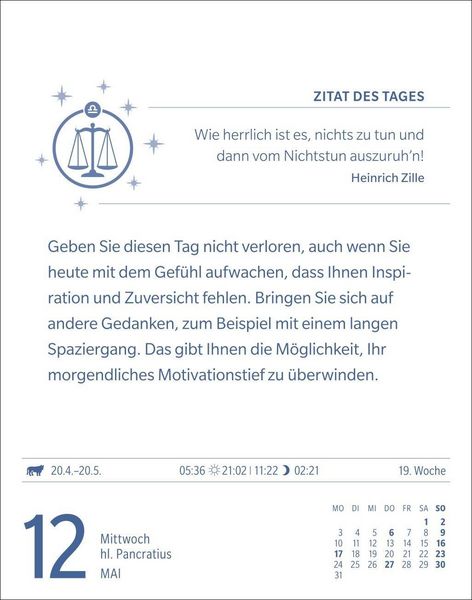 Produktbild: Waage Sternzeichenkalender 2027 - Tagesabrei&szlig;kalender - Ihr Horoskop f&uuml;r jeden Tag
