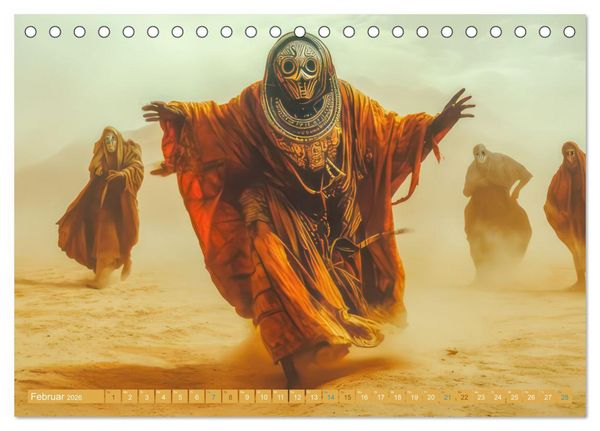 Produktbild: W&uuml;stenmusikanten und W&uuml;stent&auml;nzer - Surreale Impressionen (Tischkalender 2026 DIN A5 quer), CALVENDO Monatskalender