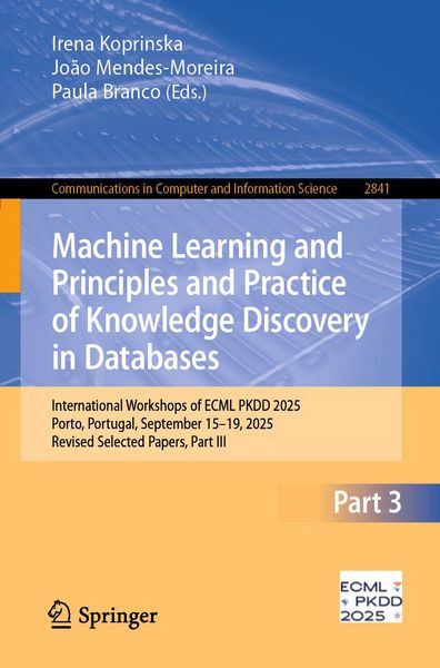 Produktbild: Machine Learning and Principles and Practice of Knowledge Discovery in Databases