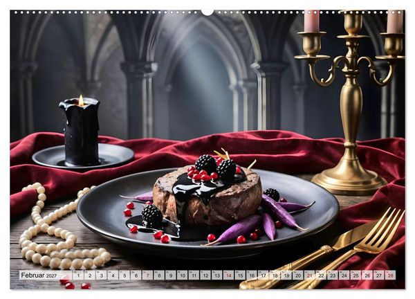 Produktbild: Schattenbankett - Gothic Fine Dining &ndash; 12 Men&uuml;s in dunkler Eleganz (Wandkalender 2027 DIN A2 quer), CALVENDO Monatskalender