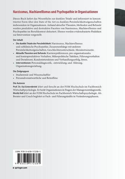 Produktbild: Narzissmus, Machiavellismus und Psychopathie in Organisationen