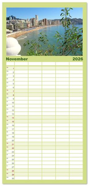 Produktbild: Familienplaner 2026 - Alicante - Benidorm - Calp mit 5 Spalten (Wandkalender, 21 x 45 cm) CALVENDO