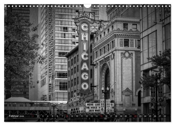 Produktbild: CHICAGO Monochrom (Wandkalender 2026 DIN A3 quer), CALVENDO Monatskalender