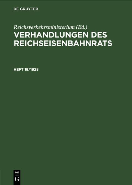 Produktbild: Verhandlungen des Reichseisenbahnrats. Heft 18/1928