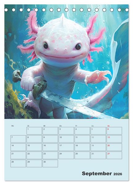 Produktbild: Axolotl. Lustiger Schwanzlurch mit Superkr&auml;ften (Tischkalender 2026 DIN A5 hoch), CALVENDO Monatskalender