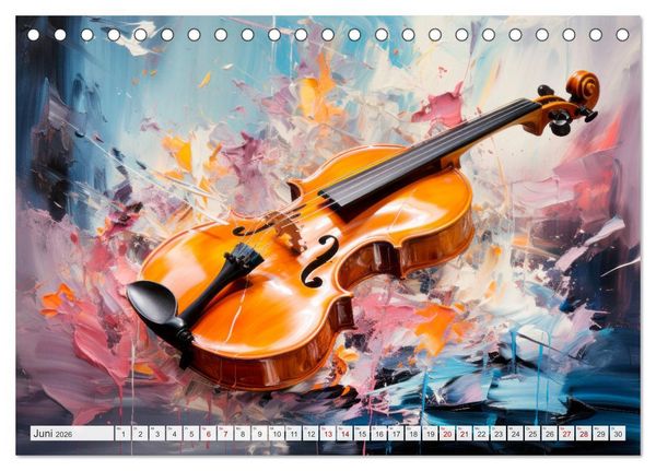 Produktbild: MUSIKINSTRUMENTE Moderne dekorative Inszenierung (Tischkalender 2026 DIN A5 quer), CALVENDO Monatskalender