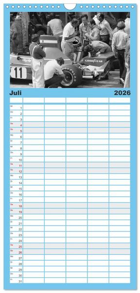 Produktbild: Familienplaner 2026 - Formel, Rennen, Boxengasse 1971-&acute;83 mit 5 Spalten (Wandkalender, 21 x 45 cm) CALVENDO