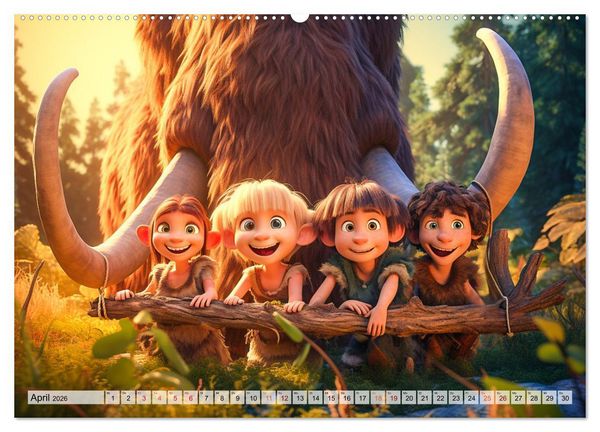 Produktbild: Lustige Urzeit Momente - Ein Jahr voller Steinzeitspa&szlig; (hochwertiger Premium Wandkalender 2026 DIN A2 quer), Kunstdruck in Hochglanz