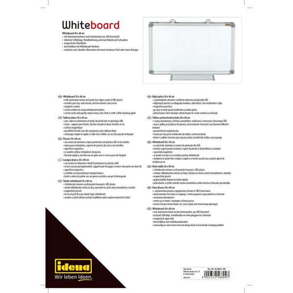 Produktbild: Idena Whiteboard mit Aluminiumrahmen 40x30cm