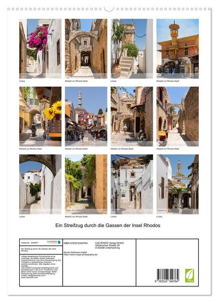 Produktbild: Ein Streifzug durch die Gassen der Insel Rhodos (hochwertiger Premium Wandkalender 2026 DIN A2 hoch), Kunstdruck in Hochglanz