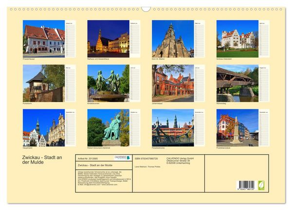 Produktbild: Zwickau - Stadt an der Mulde (Wandkalender 2026 DIN A2 quer), CALVENDO Monatskalender