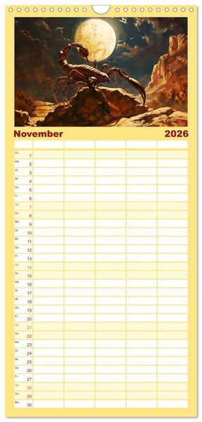 Produktbild: Familienplaner 2026 - Sternzeichen-Kalender - Galaktische Portr&auml;ts mit Datum mit 5 Spalten (Wandkalender, 21 x 45 cm) CALVENDO