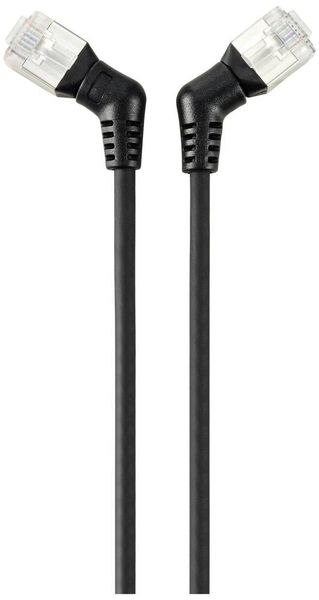 Produktbild: Renkforce RF-6071548 RJ45 Patchkabel CAT 6a F/UTP 1.00 m Schwarz Steckkontakte 360&deg; drehbar, Gewinkelter Kabelabgang 1 St.