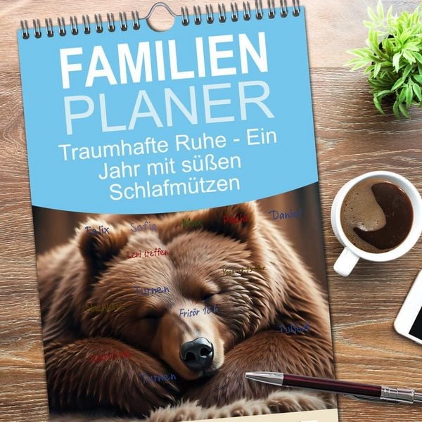Produktbild: Familienplaner 2026 - Traumhafte Ruhe - Ein Jahr mit s&uuml;&szlig;en Schlafm&uuml;tzen mit 5 Spalten (Wandkalender, 21 x 45 cm) CALVENDO