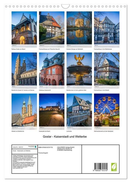 Produktbild: Goslar - Kaiserstadt und Welterbe (Wandkalender 2027 DIN A3 hoch), CALVENDO Monatskalender