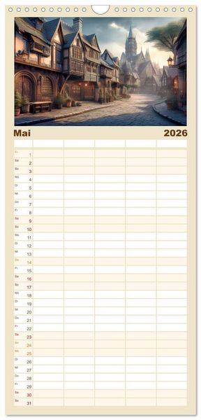 Produktbild: Familienplaner 2026 - Landschaft romantisch gesehen mit 5 Spalten (Wandkalender, 21 x 45 cm) CALVENDO