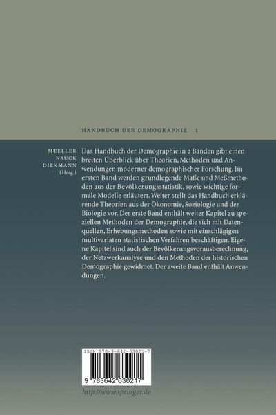 Produktbild: Handbuch der Demographie 1