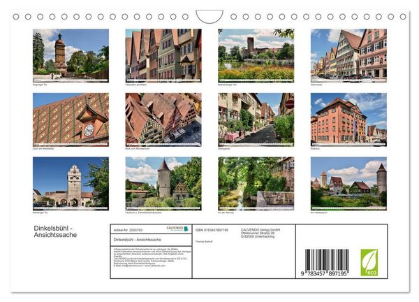 Produktbild: Dinkelsb&uuml;hl - Ansichtssache (Wandkalender 2026 DIN A4 quer), CALVENDO Monatskalender
