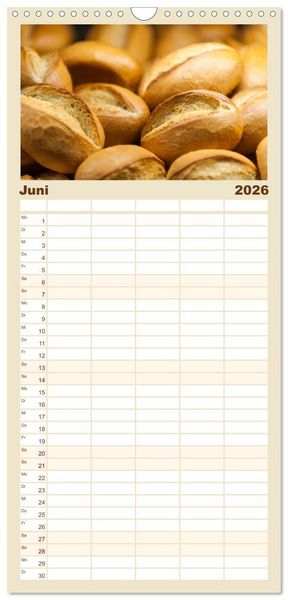 Produktbild: Familienplaner 2026 - Brot & Kaffee Impressionen 2026 mit 5 Spalten (Wandkalender, 21 x 45 cm) CALVENDO