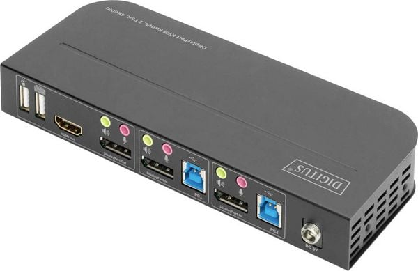 Produktbild: Digitus DS-12850 2+2 Port KVM-Umschalter DisplayPort&reg;, HDMI Fernbedienung, Tastatur 3840 x 2160 Pixel