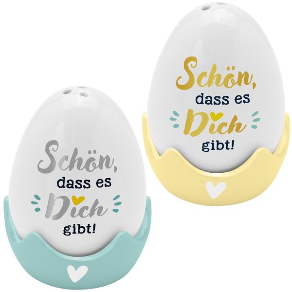 Eierbecher-Streuer-Set "Schön, dass es dich gibt"