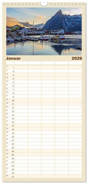 Produktbild: Familienplaner 2026 - Lofoten - Norwegische Trauminseln mit 5 Spalten (Wandkalender, 21 x 45 cm) CALVENDO