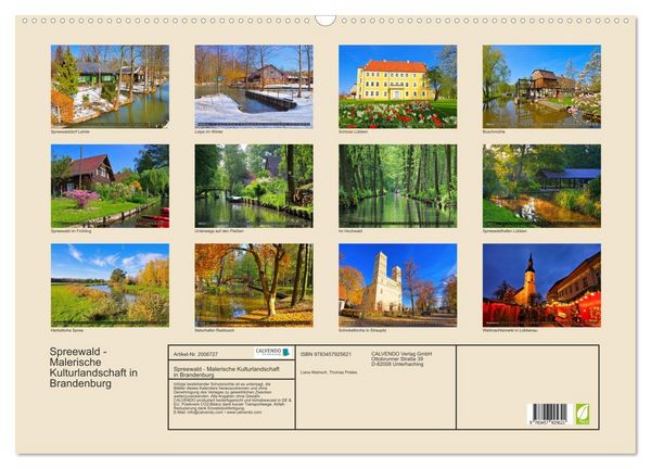 Produktbild: Spreewald - Malerische Kulturlandschaft in Brandenburg (Wandkalender 2026 DIN A2 quer), CALVENDO Monatskalender